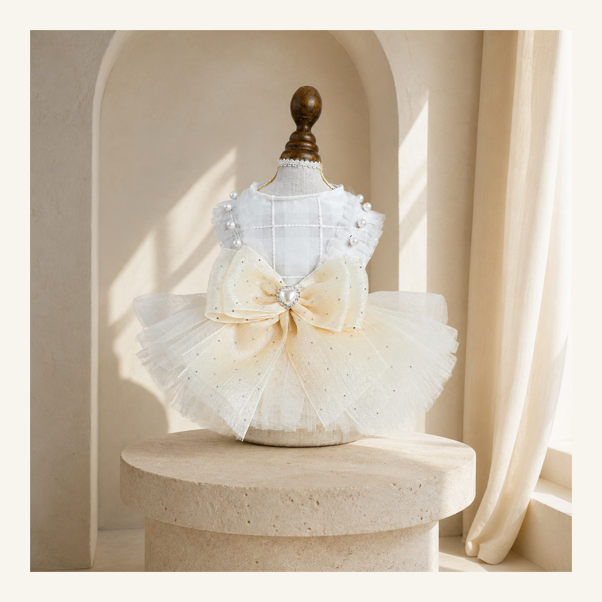 The Amélie Champagne Bow Dress