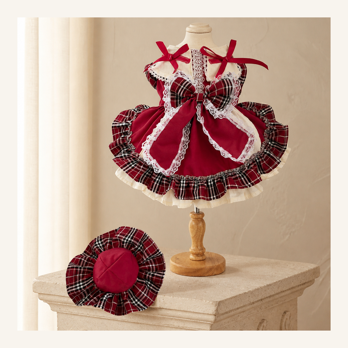 The Bordeaux Plaid Occasion Dress