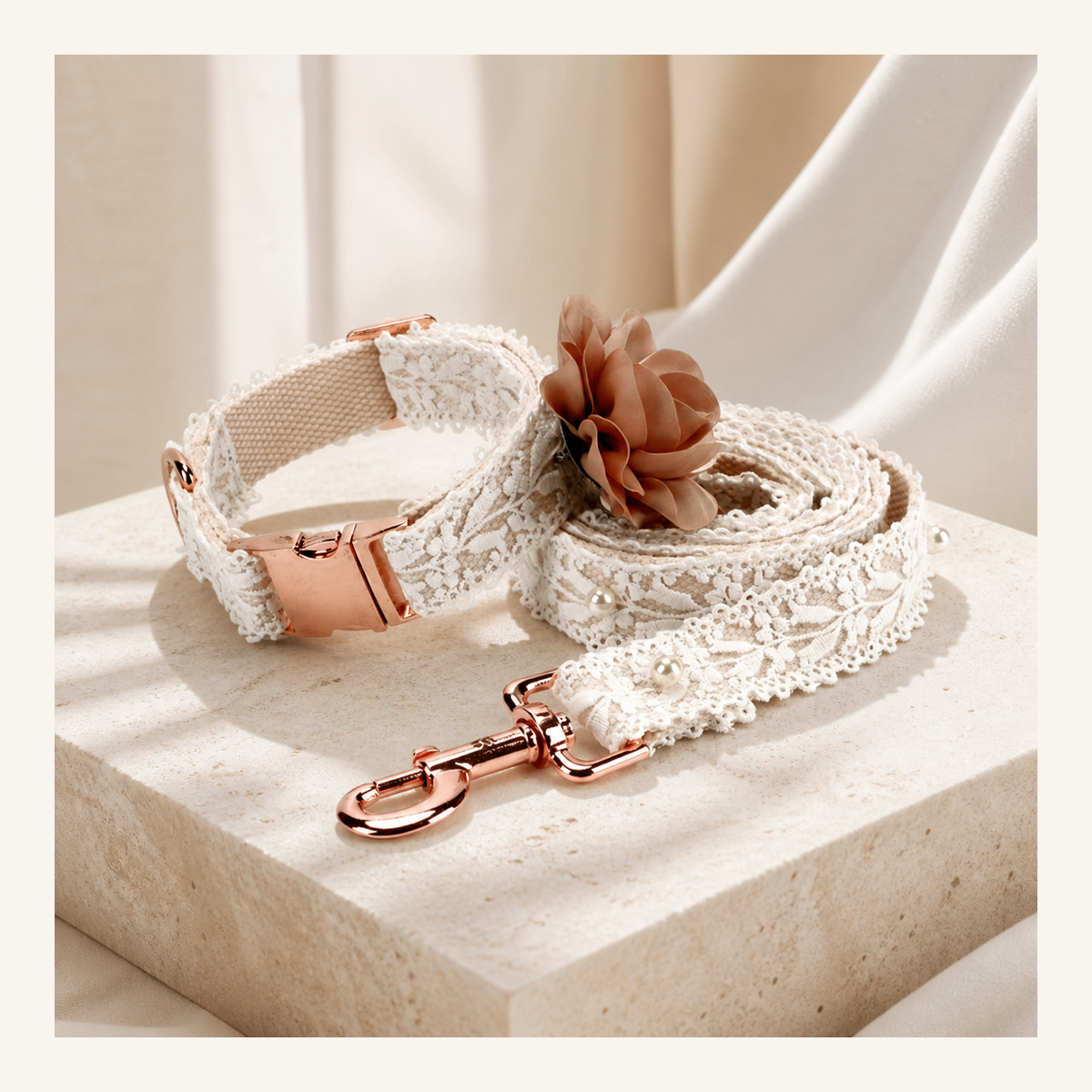 The Fleur Lace Collar & Leash Set