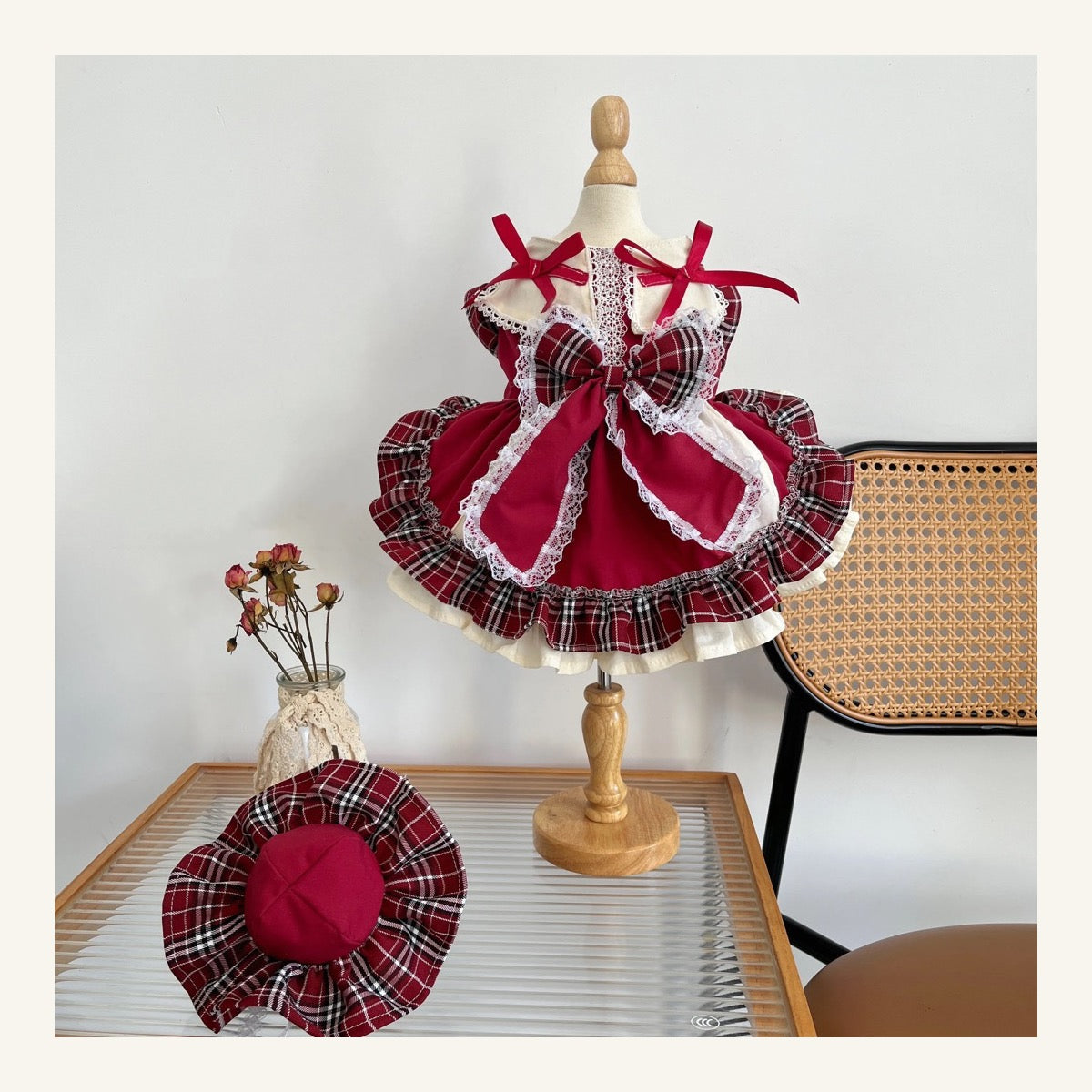 The Bordeaux Plaid Occasion Dress